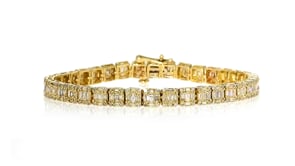 3.00 ct. t.w. Baguette and Round Diamond Rectangular Cluster Bracelet in 14kt Yellow Gold
