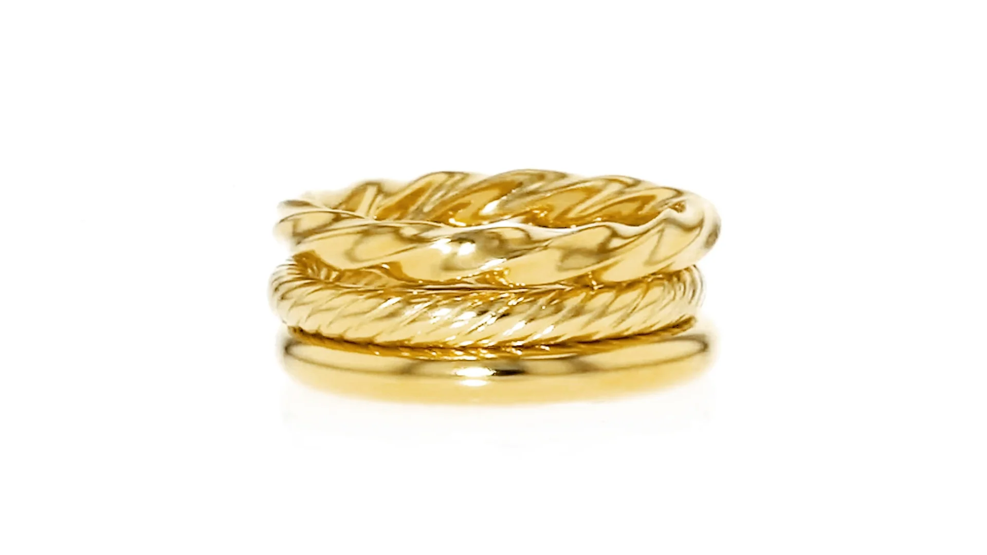 18kt Gold Over Sterling Jewelry Set: Three Polished Rings | Ross