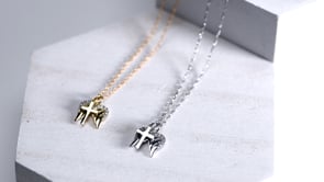 14kt Yellow Gold Cross and Angel Wings Pendant Necklace with Diamond Accents