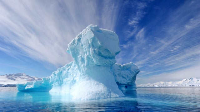 Naturally sculpted iceberg in Antarctica