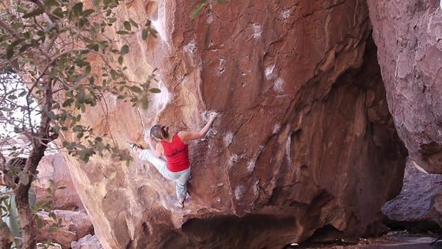Portia Menlove climbing, Barefoot on Sacred Ground