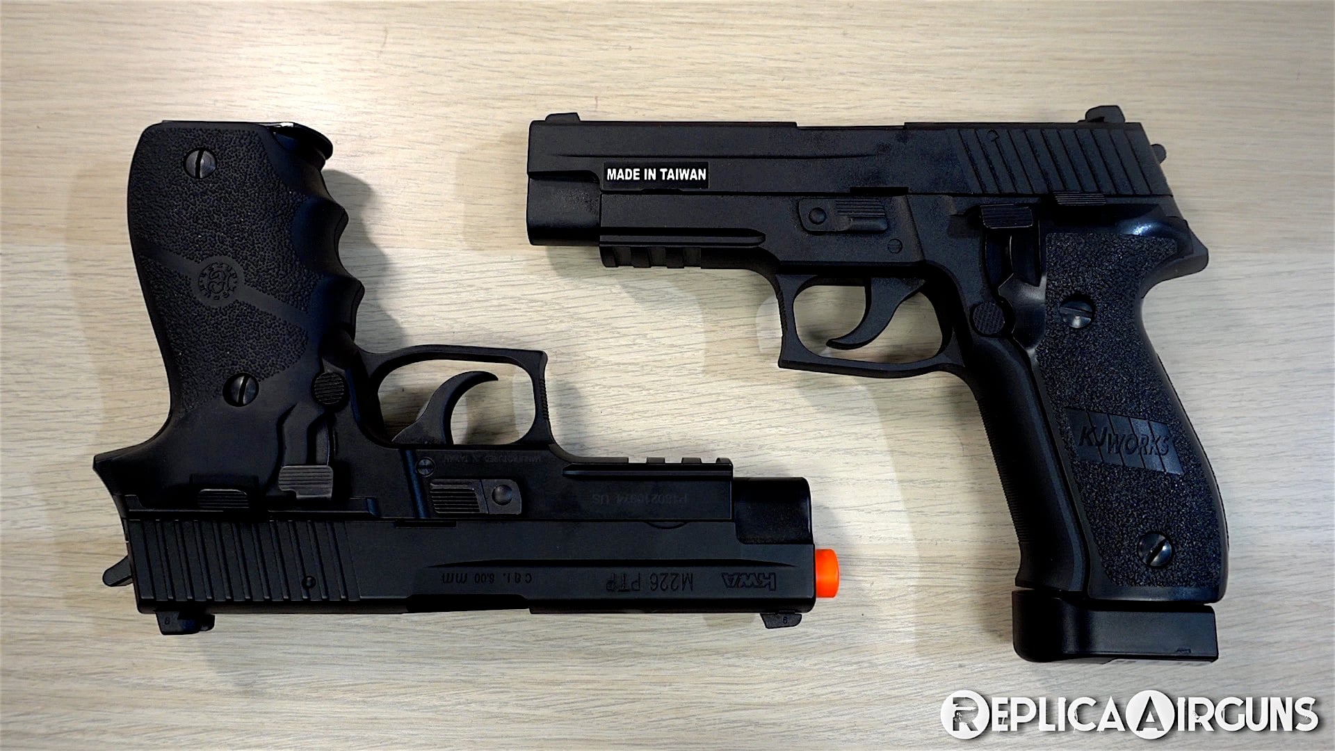 KWA M226-LE and KJWorks KJ1060 Sig Sauer P226 Airsoft Pistol Comparison Review