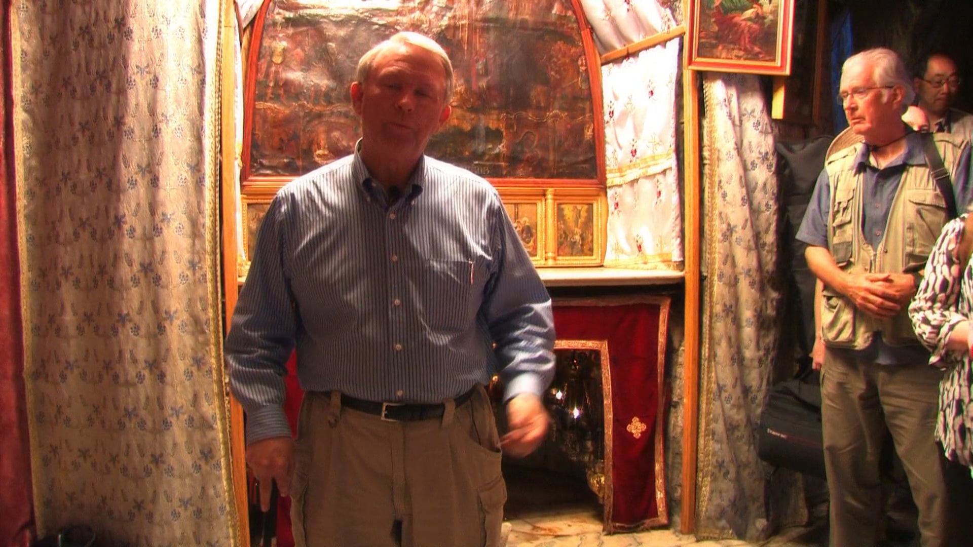 Dr. House Speaking Inside the Grotto of the Nativity