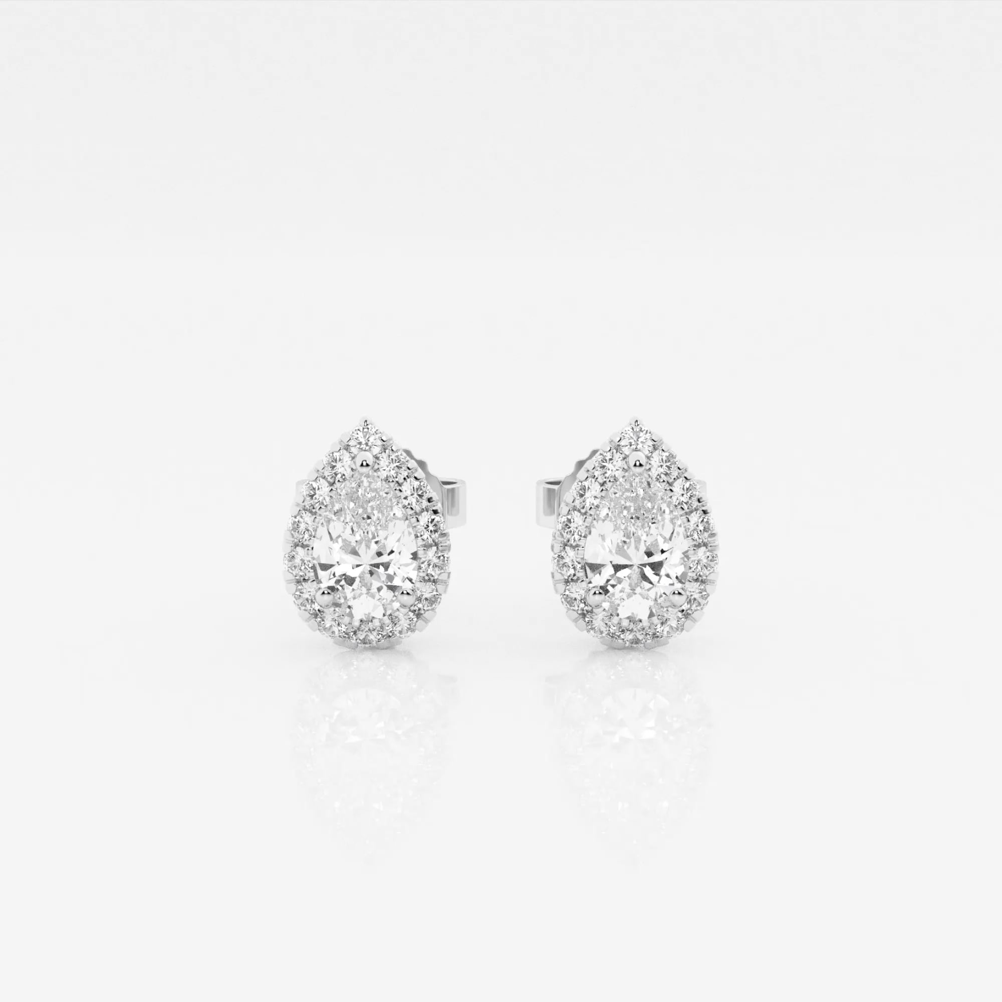 product video for 5/8 ctw Pear Lab Grown Diamond Halo Stud Earrings