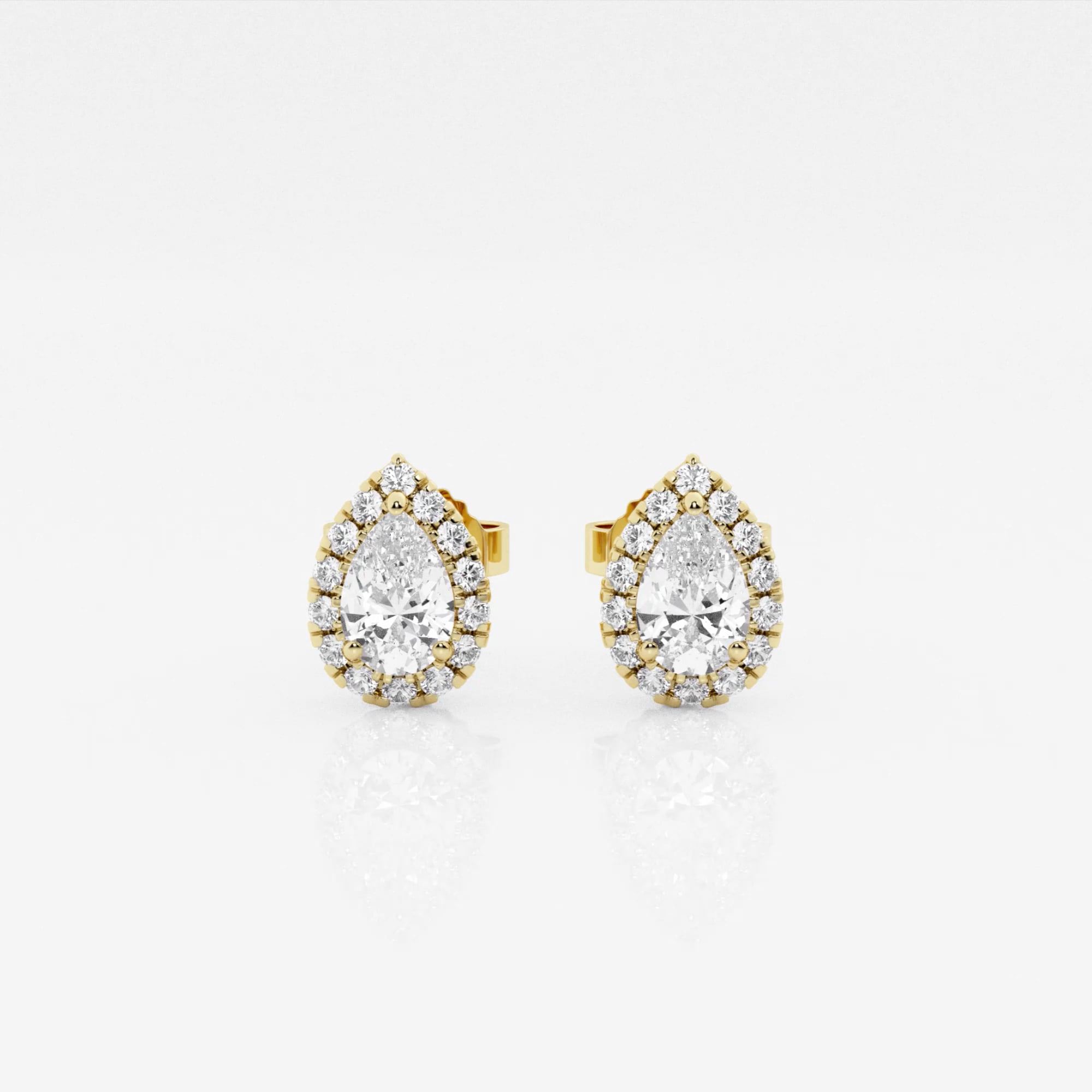 product video for 5/8 ctw Pear Lab Grown Diamond Halo Stud Earrings
