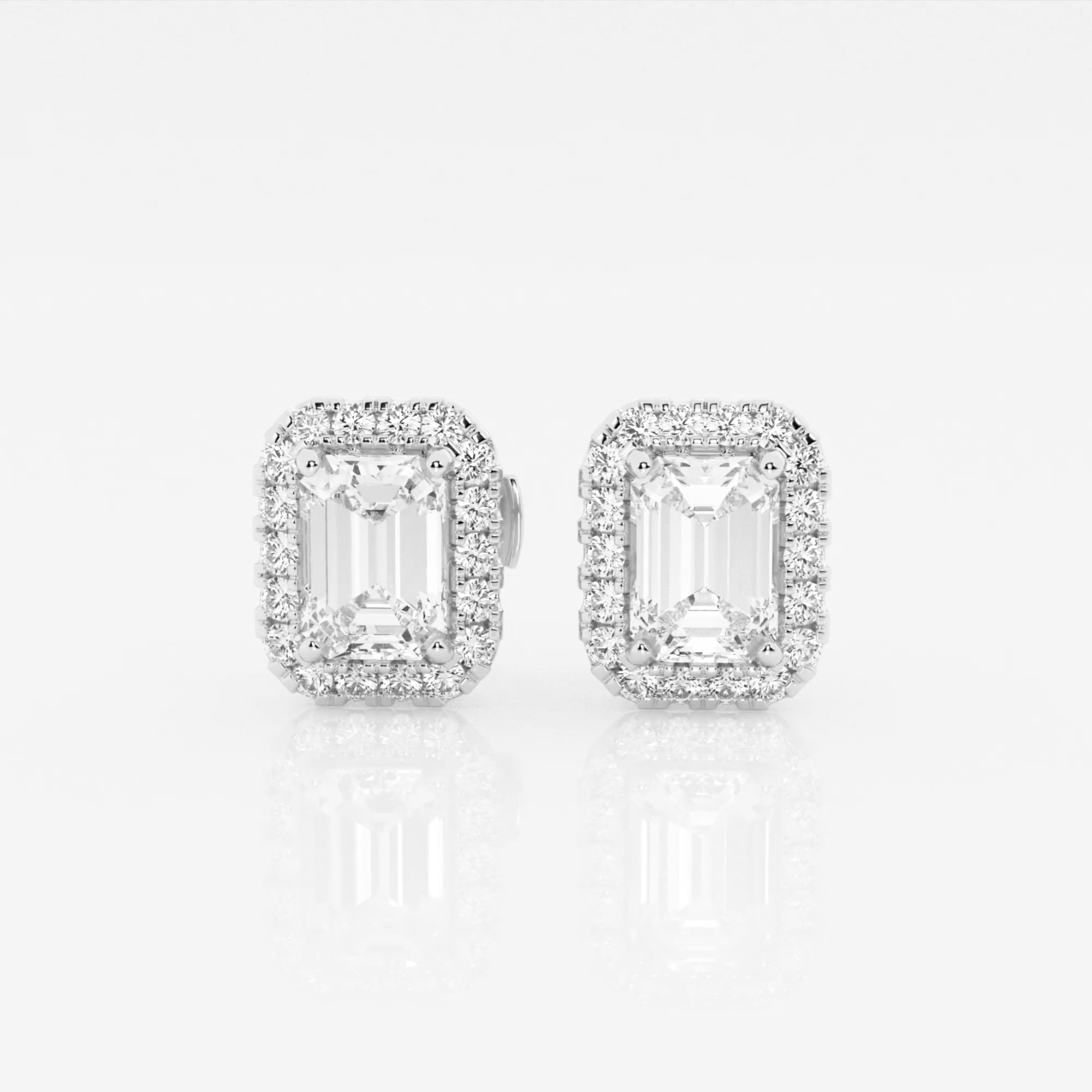 product video for 1 7/8 ctw Emerald Lab Grown Diamond Halo Certified Stud Earrings
