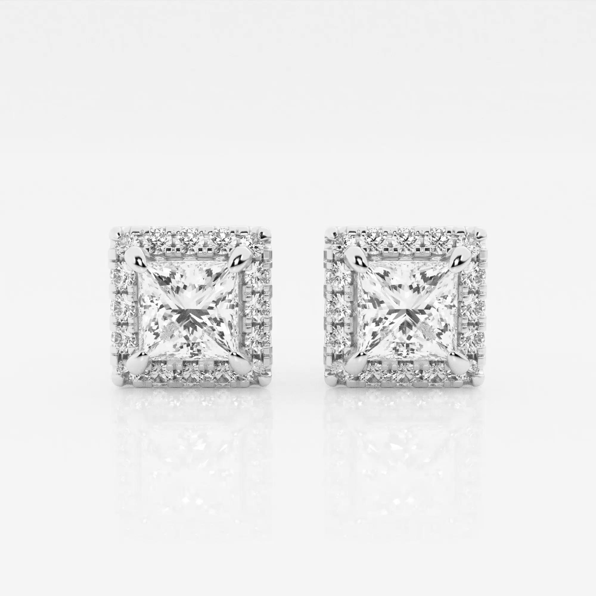 product video for 2 2/5 ctw Princess Lab Grown Diamond Halo Certified Stud Earrings