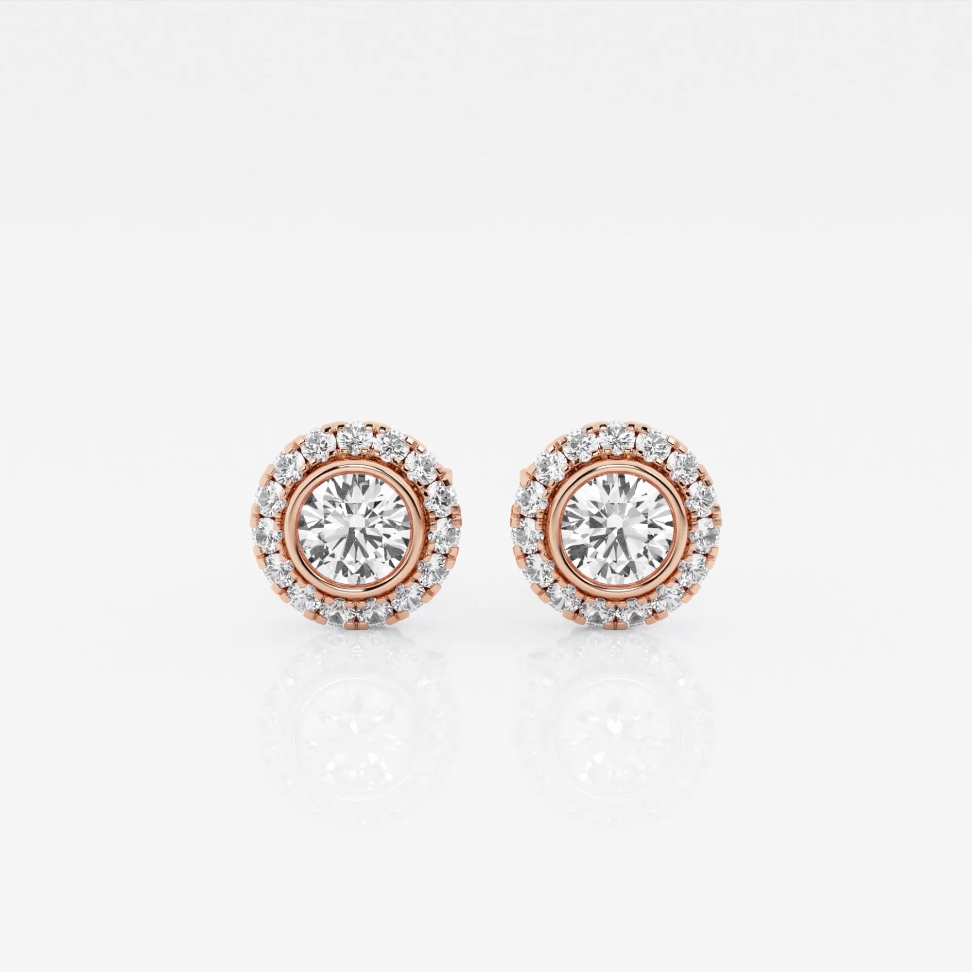 product video for 5/8 ctw Round Lab Grown Diamond Bezel Set Halo Stud Earrings