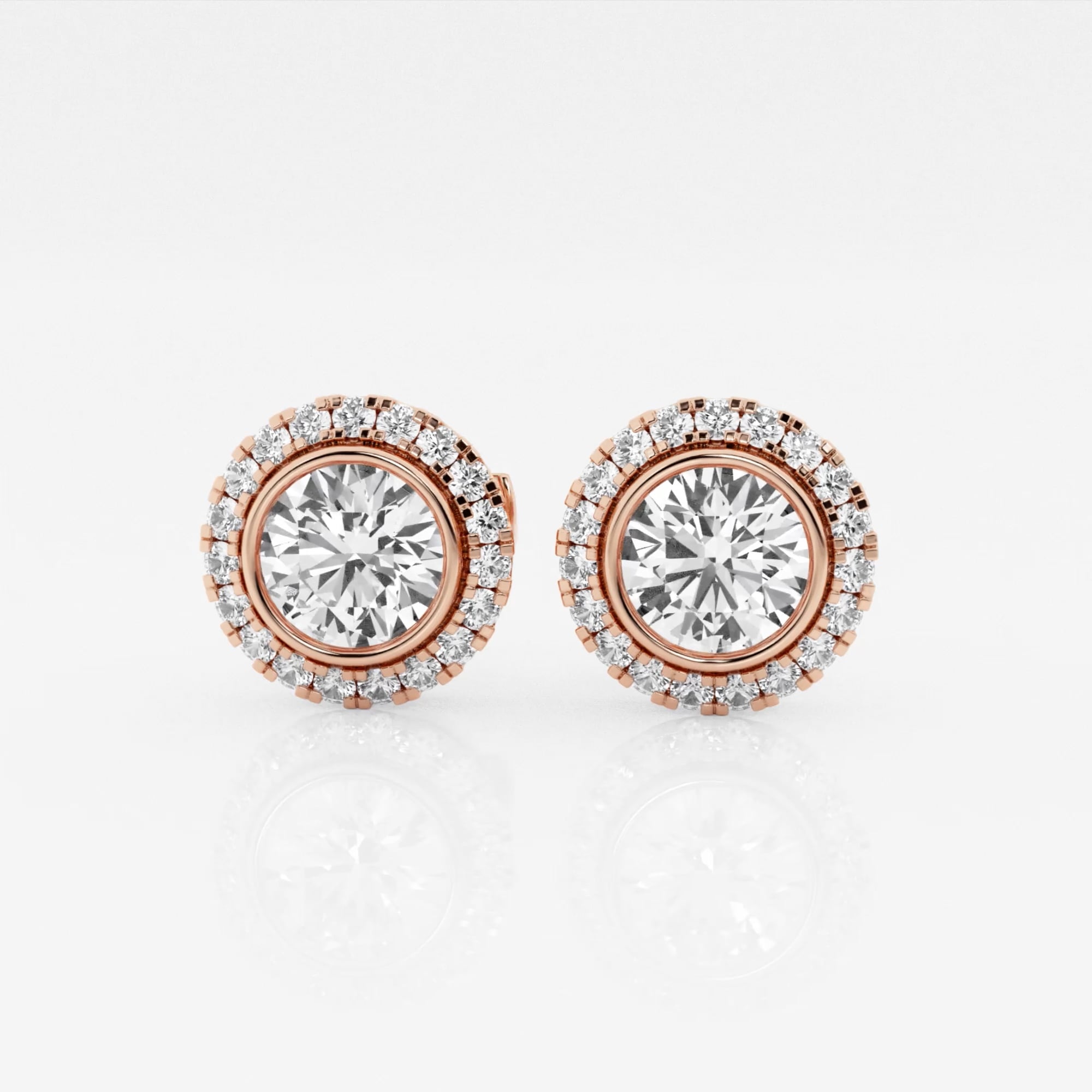product video for 1 3/4 ctw Round Lab Grown Diamond Bezel Set Halo Certified Stud Earrings