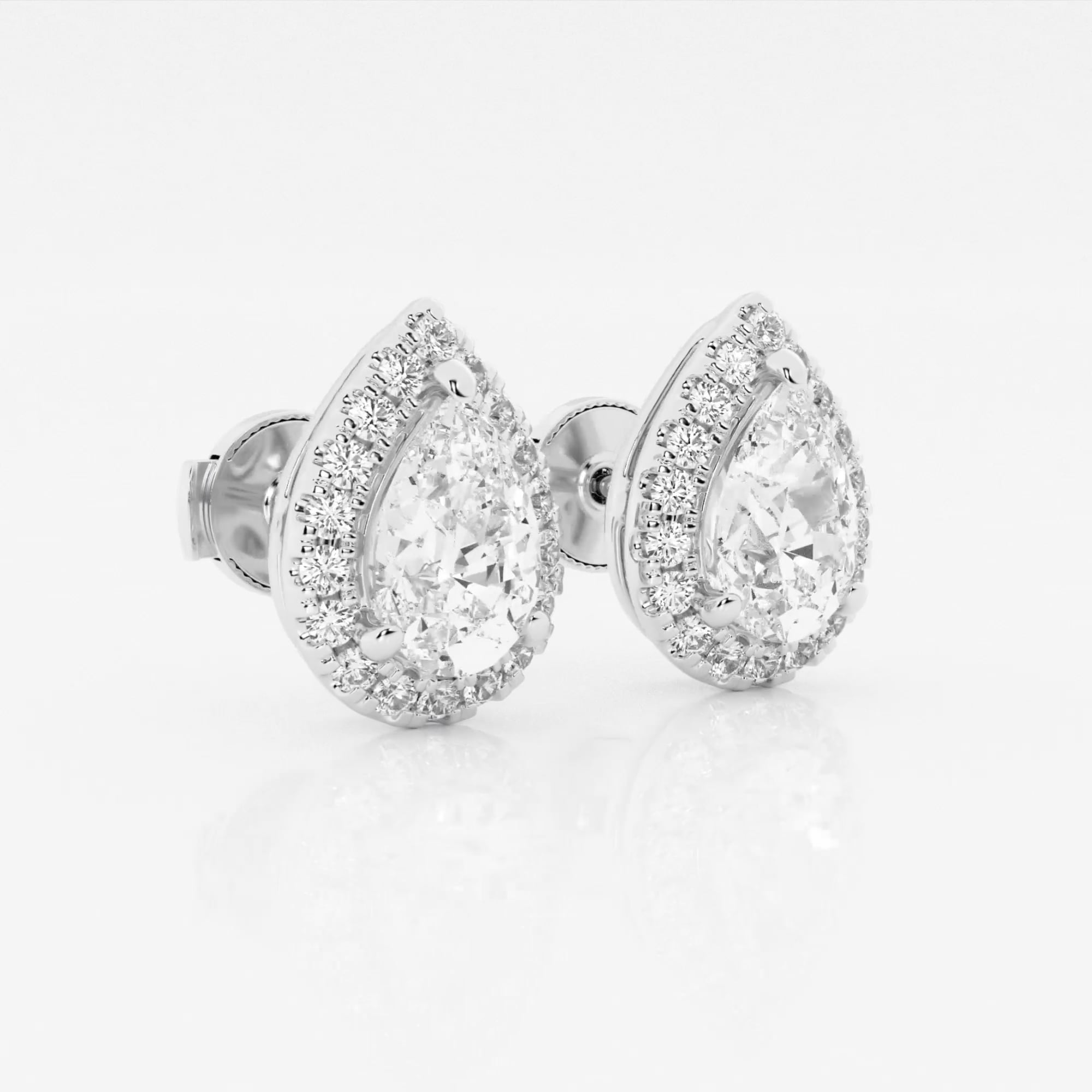 product video for 2 3/8 ctw Pear Lab Grown Diamond Halo Certified Stud Earrings