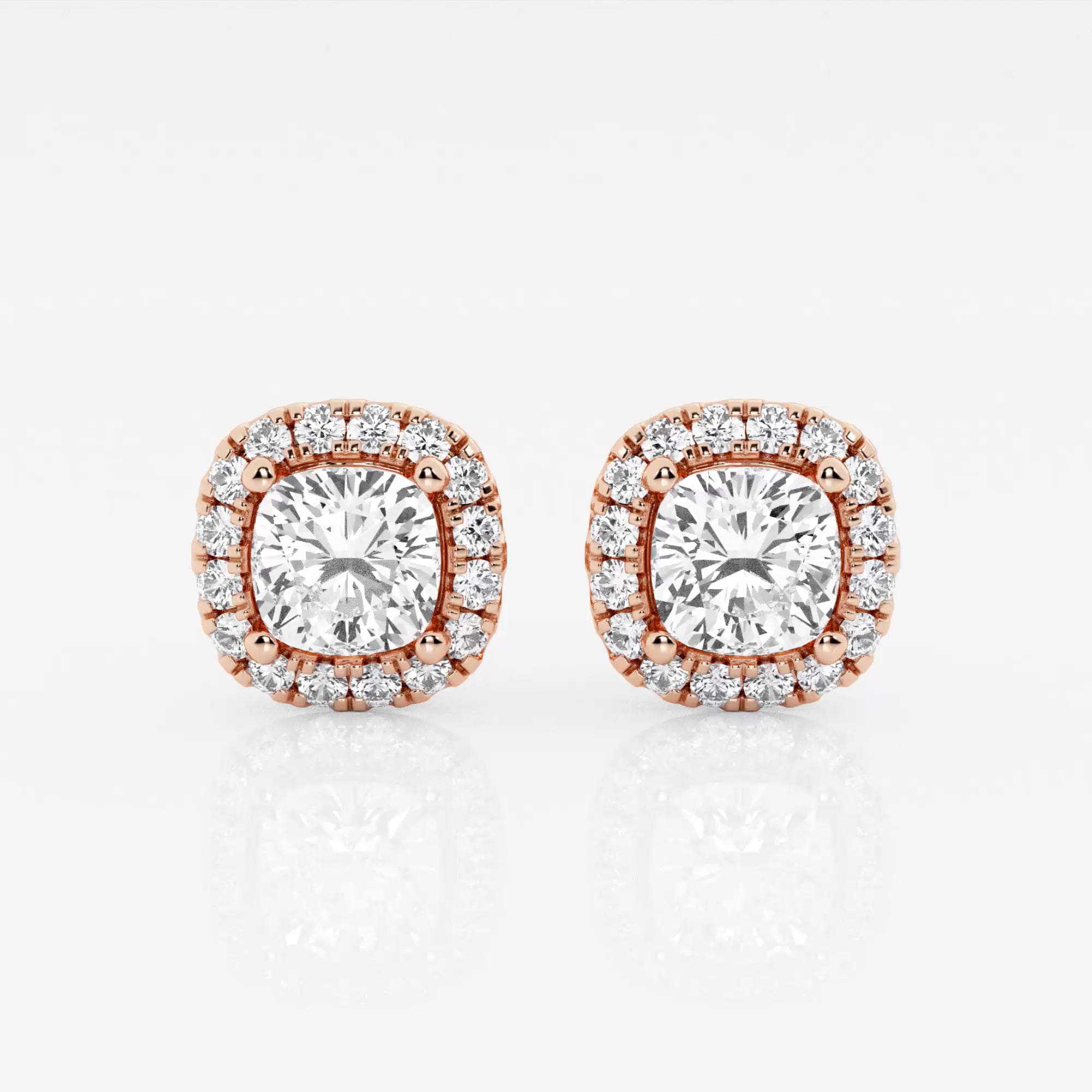 product video for 2 3/8 ctw Cushion Lab Grown Diamond Halo Certified Stud Earrings