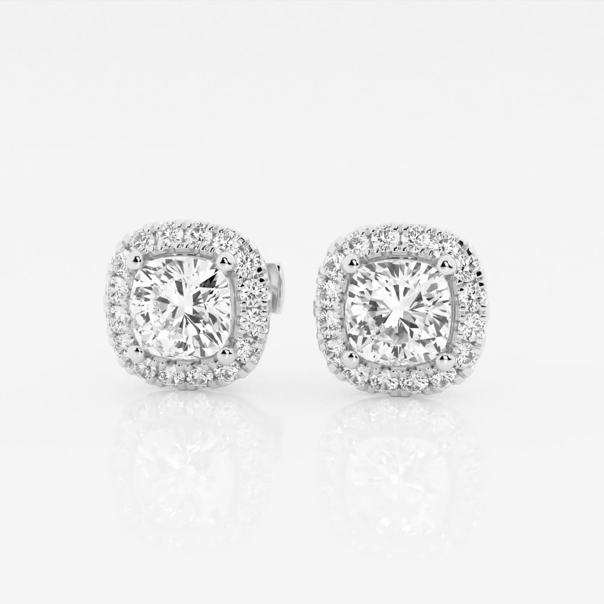 product video for 2 3/8 ctw Cushion Lab Grown Diamond Halo Certified Stud Earrings