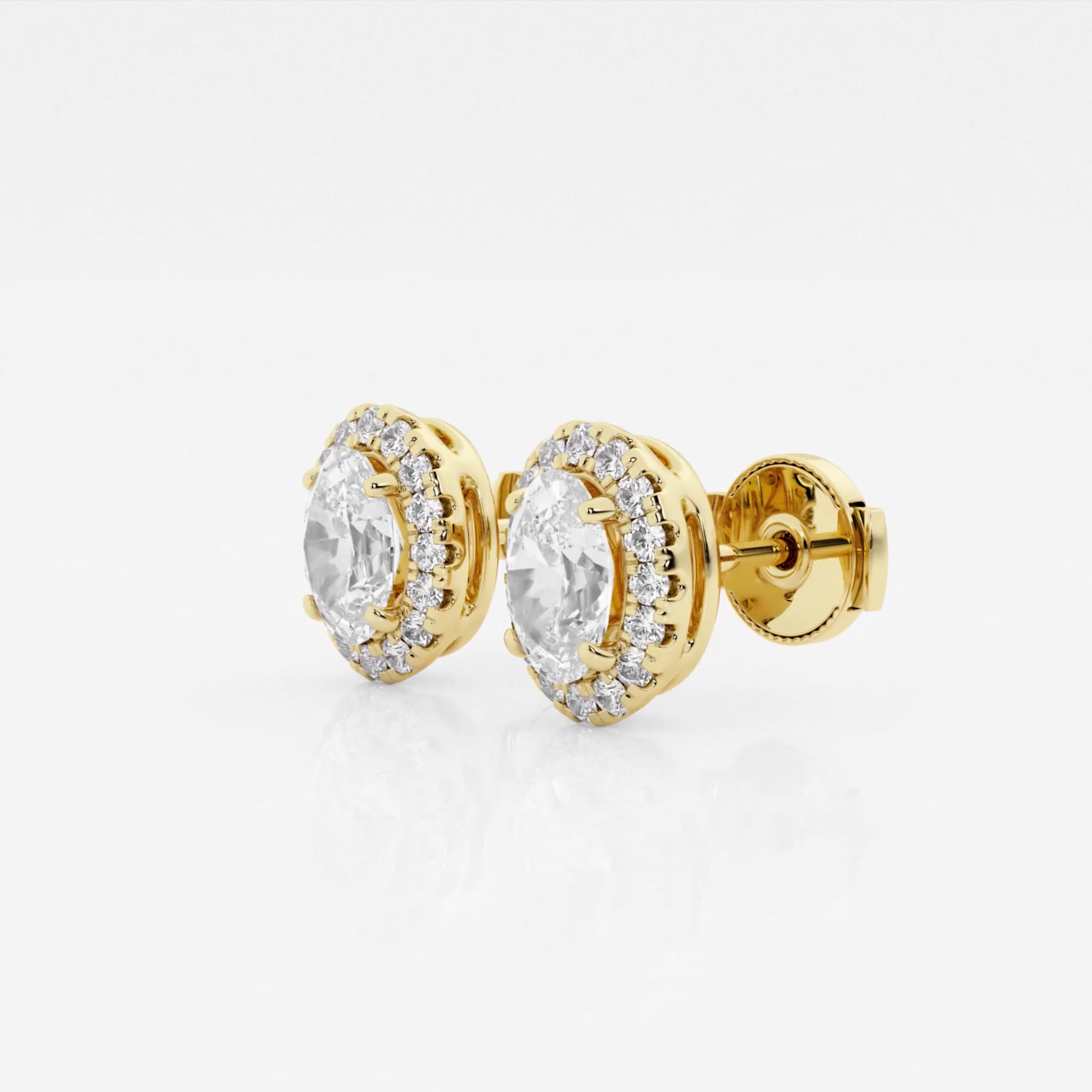product video for 1 1/5 ctw Oval Lab Grown Diamond Halo Stud Earrings