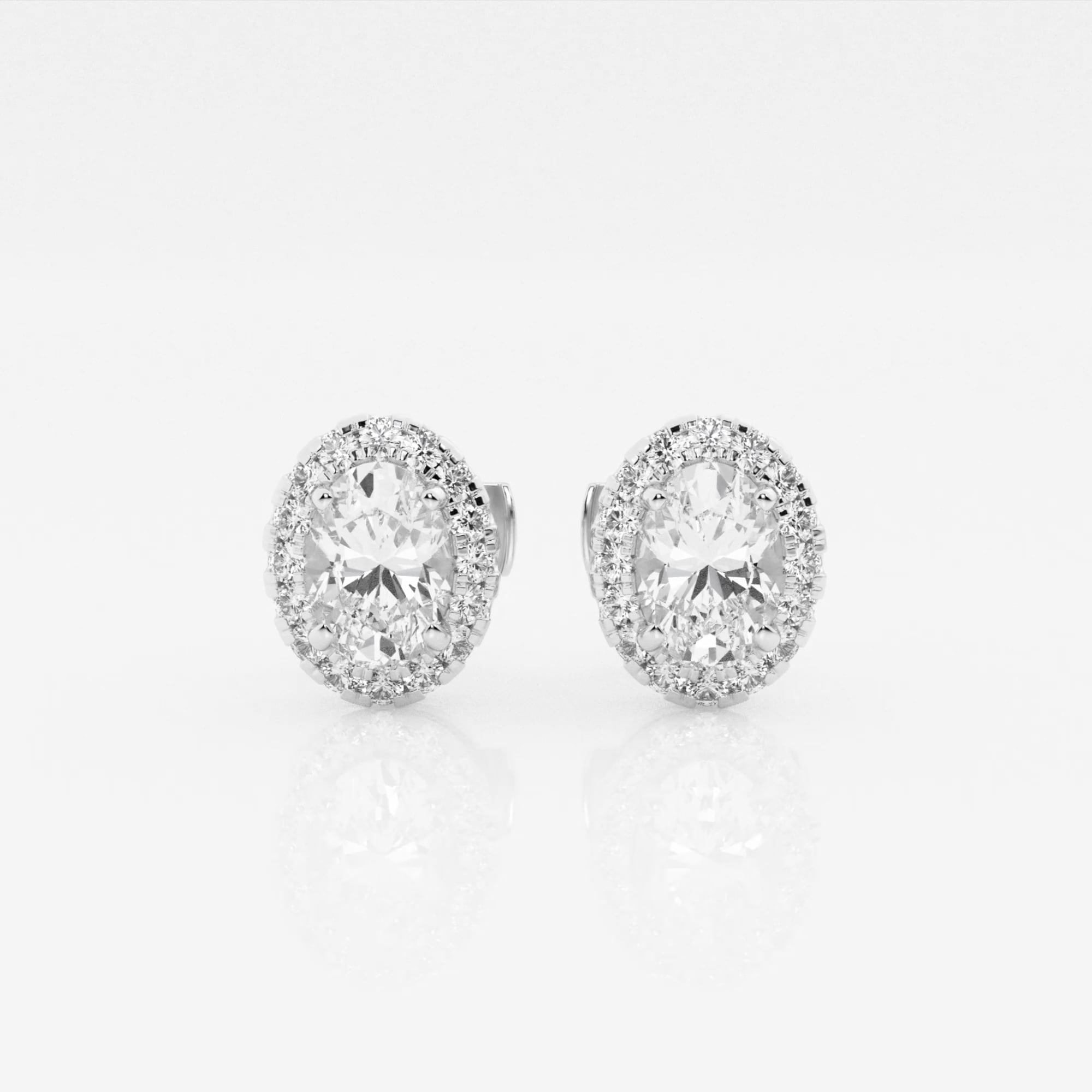 product video for 1 1/5 ctw Oval Lab Grown Diamond Halo Stud Earrings
