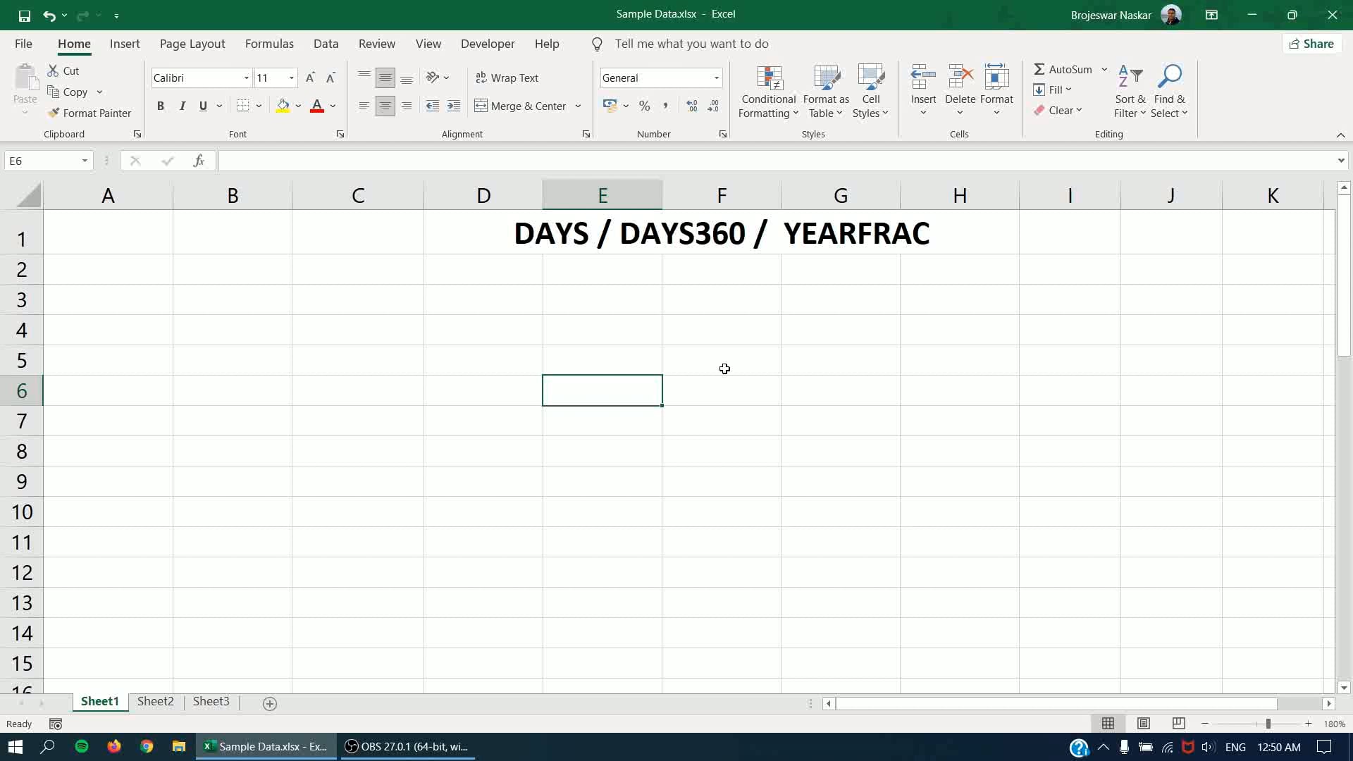 Excel: DAYS, DAYS360 & YEARFRAC Functions