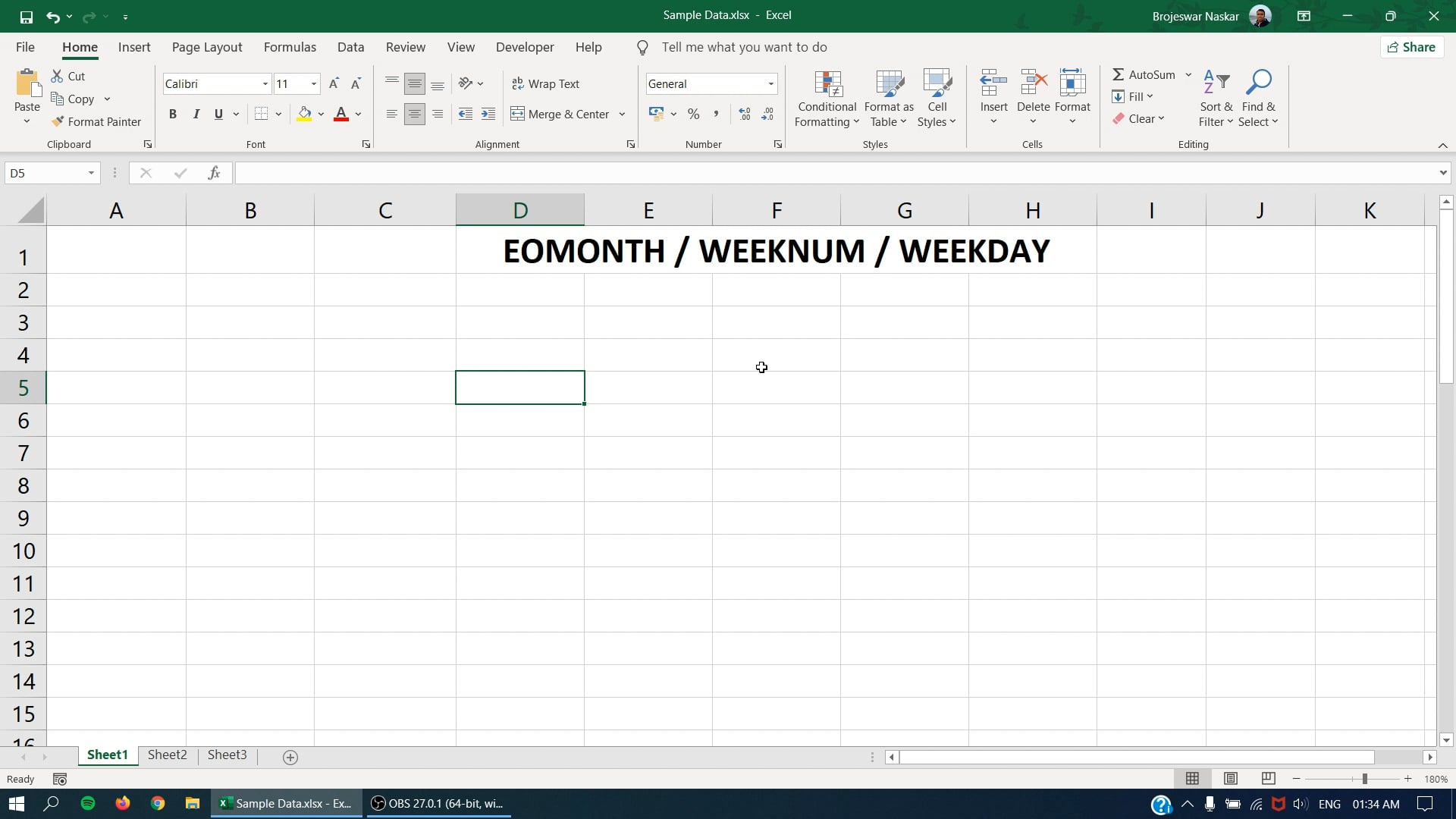 Excel: EOMONTH, WEEKNUM & WEEKDAY Functions
