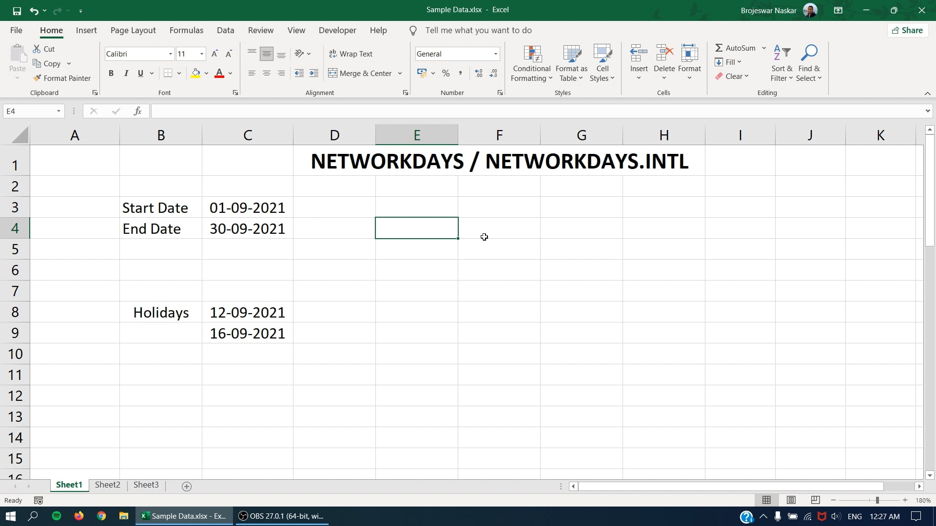 Excel: NETWORKDAYS & NETWORKDAYSINTL Functions
