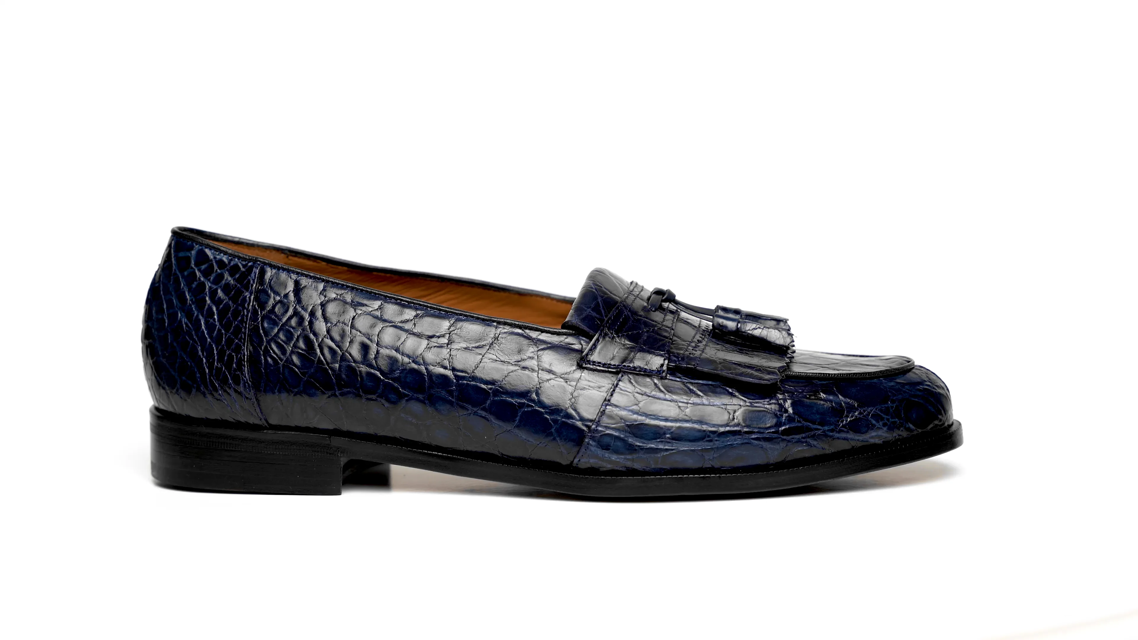 Mezlan Rodeo 1129C Crocodile Tassel Loafers Navy