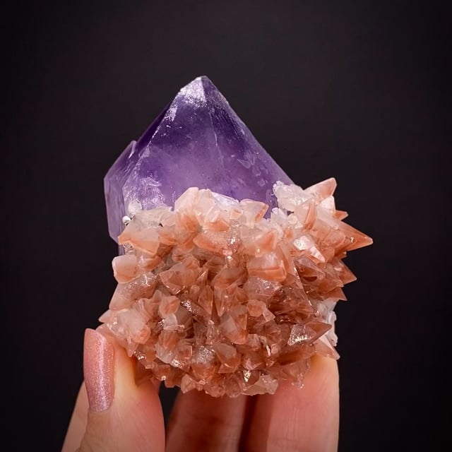 Amethyst with Calcite and Hematite