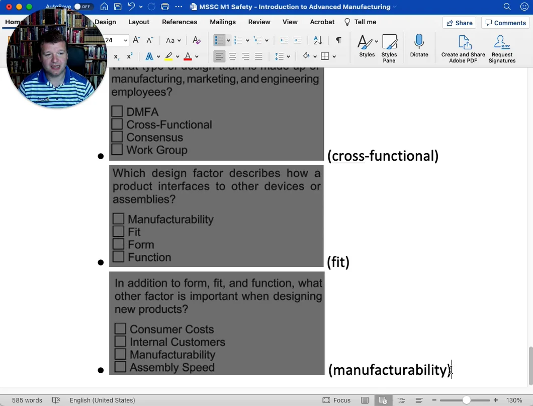 2) MSSC M1 Safety Introduction to Advanced Manufacturing Working in