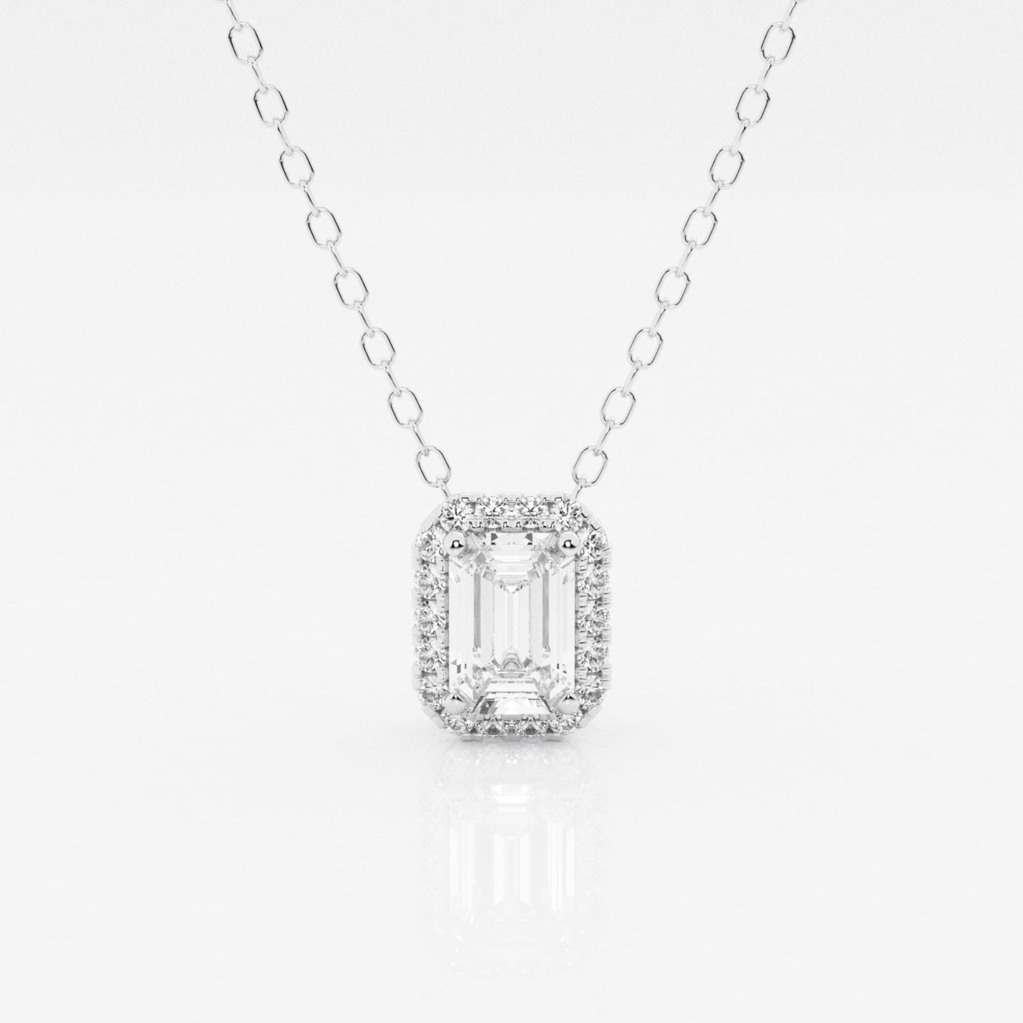 product video for 5/8 ctw Emerald Lab Grown Diamond Halo Pendant with Adjustable Chain