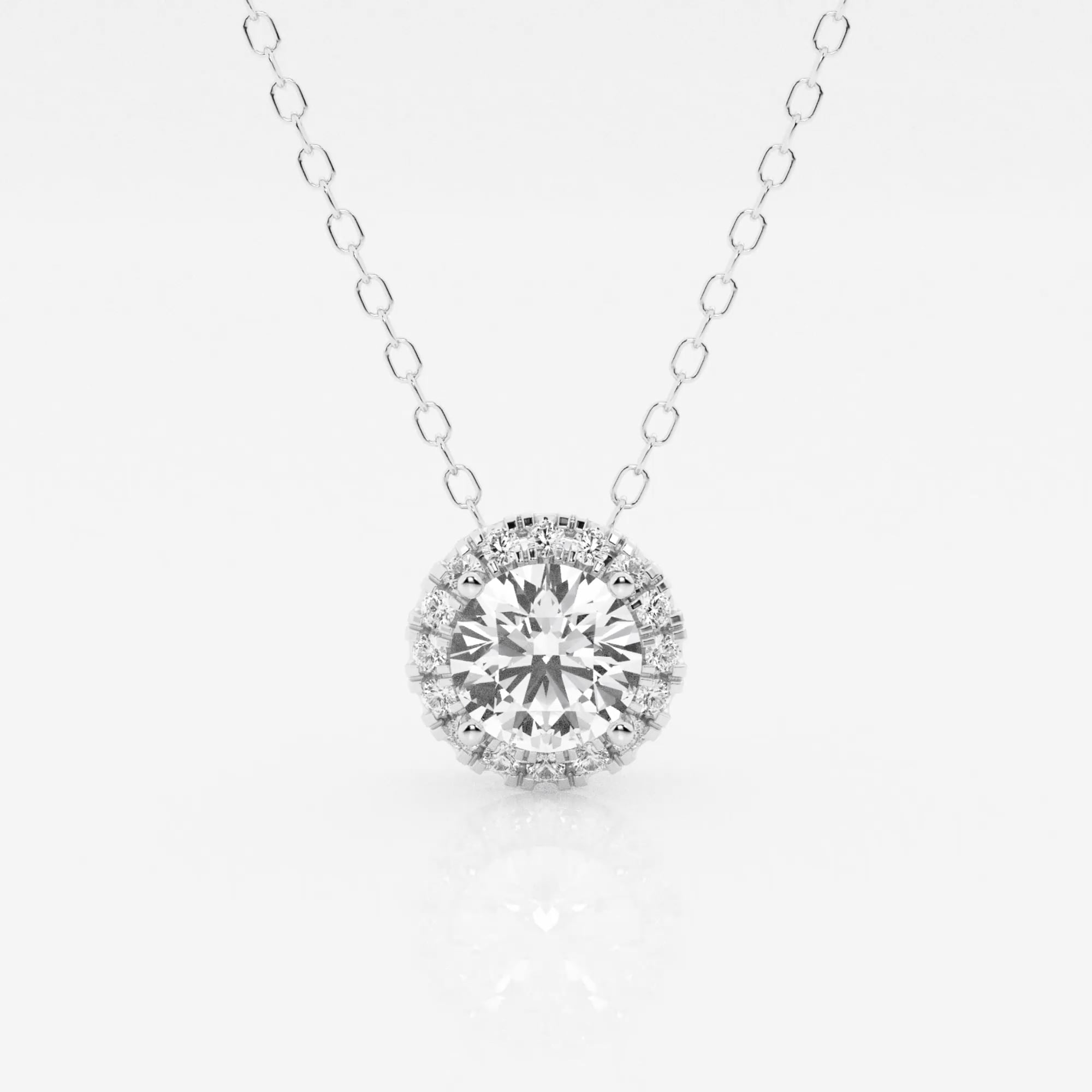 product video for 5/8 ctw Round Lab Grown Diamond Halo Pendant with Adjustable Chain