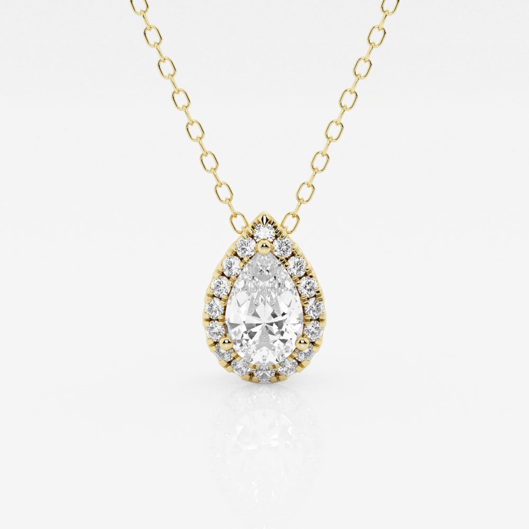 product video for 5/8 ctw Pear Lab Grown Diamond Halo Pendant with Adjustable Chain