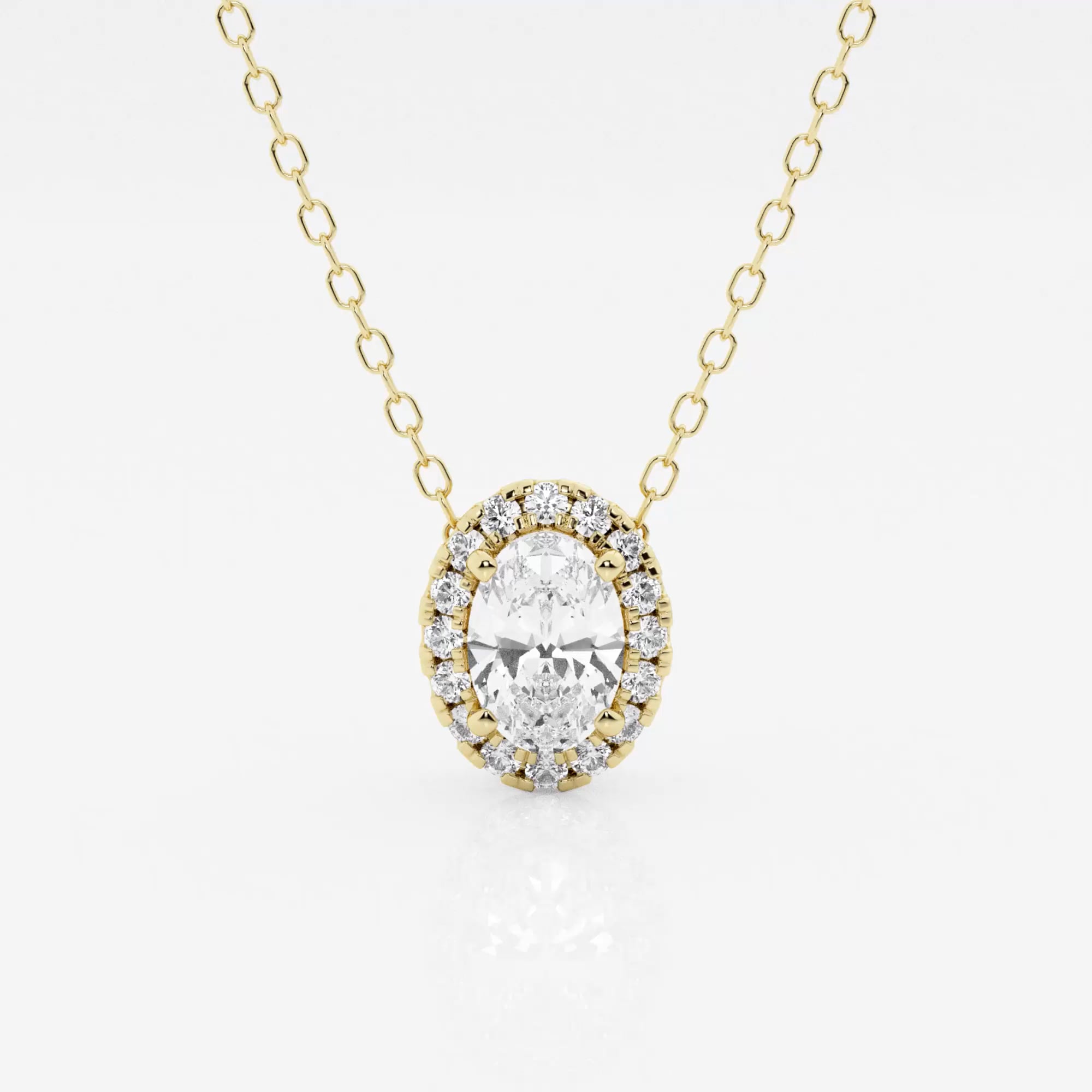 product video for 5/8 ctw Oval Lab Grown Diamond Halo Pendant with Adjustable Chain