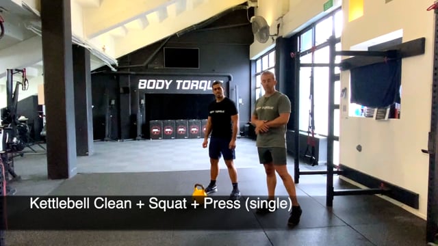 Kettlebell Clean Squat and Press (single)