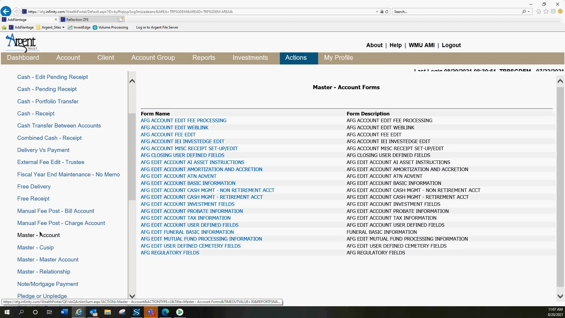 ADDV QL Sec 3 - AFG Edit Account Mutual Fund Processing Information