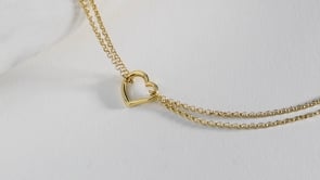 14kt Yellow Gold Two-Strand Heart Center Anklet