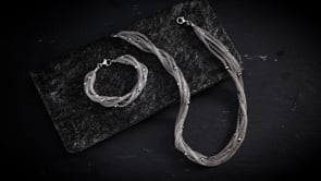 Italian Sterling Silver Five-Strand Beaded Mesh Necklace