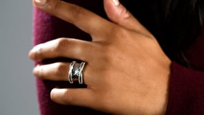 13 ct. t.w. Diamond Hammered Ring in 18kt Gold Over Sterling