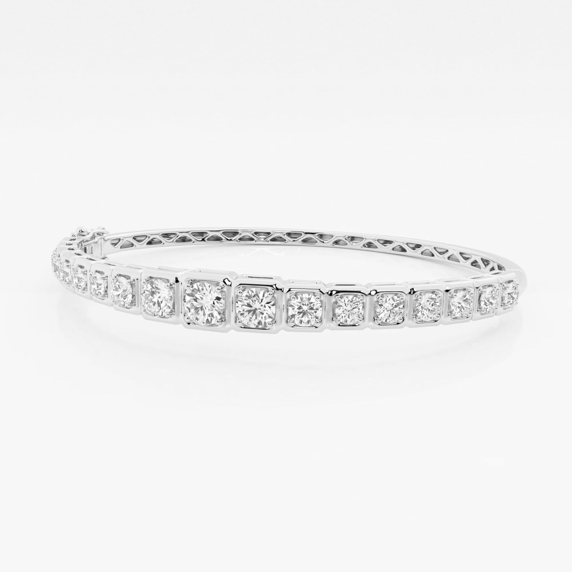 product video for 2 1/2 ctw Round Lab Grown Diamond Shared Prong Bangle Bracelet - 7 Inches