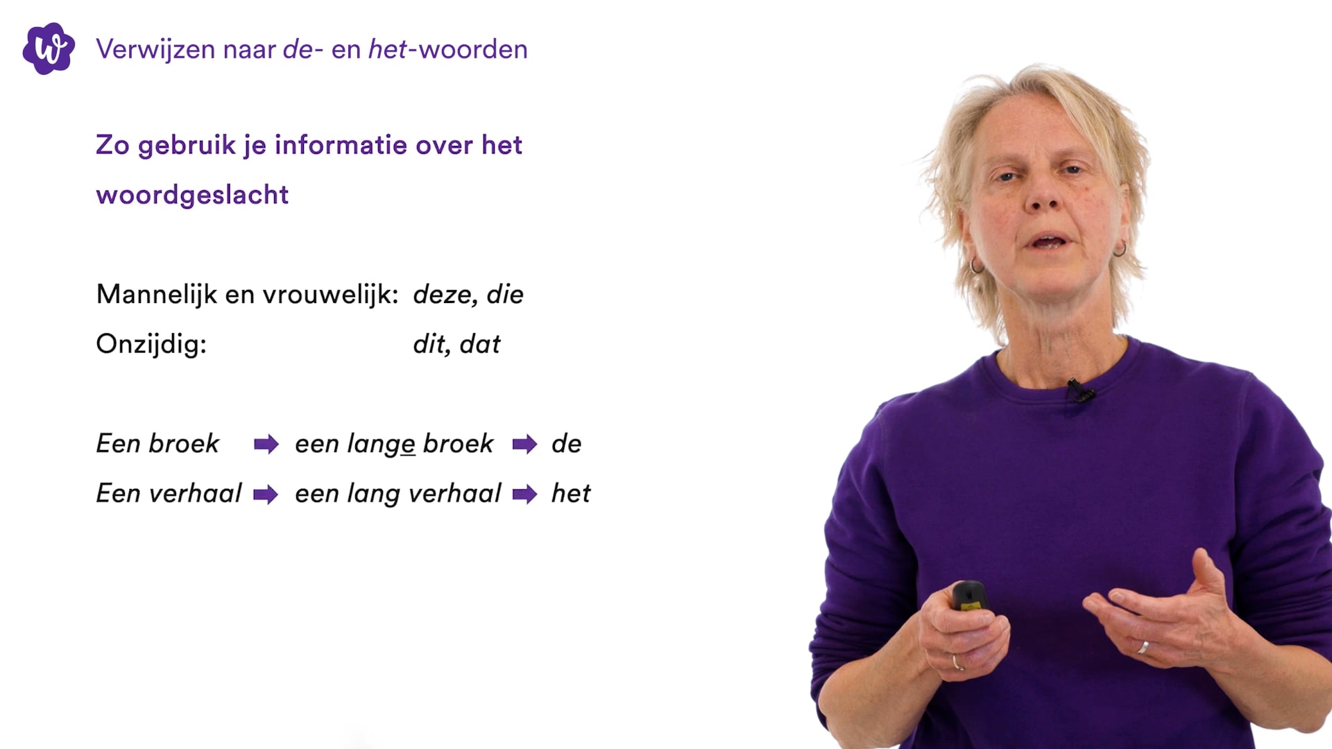 Verwijzen naar de en hetwoorden/mannelijk, vrouwelijk of onzijdig oefenen StudyGo