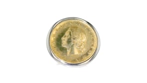 Italian Genuine 20-Lira Coin Ring in Sterling Silver