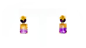 3.70 ct. t.w. Ametrine Floral Earrings with Citrines and Amethysts in 14kt Yellow Gold