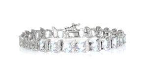 9.50 ct. t.w. Aquamarine Tennis Bracelet with Diamond Accents in Sterling Silver