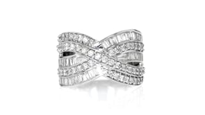 1.25 ct. t.w. Baguette and Round Diamond Highway Ring in Sterling Silver