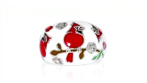 10 ct. t.w. White Topaz and Multicolored Enamel Cardinal Ring in Sterling Silver