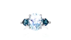 4.20 Carat Aquamarine and .90 ct. t.w. London Blue Topaz Ring with Diamond Accents in Sterling Silver