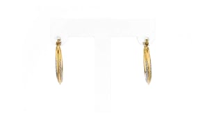 14kt Two-Tone Gold Greek Key Oval Hoop Earrings
