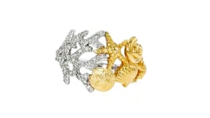 10 ct. t.w. Diamond Sea Life Ring in Sterling Silver and 18kt Gold Over Sterling