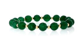 90.00 ct. t.w. Emerald Bead Stretch Bracelet with 14kt Yellow Gold