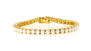 4mm Cultured Pearl Tennis Bracelet in 18kt Gold Over Sterling