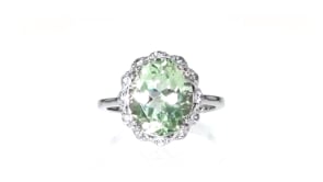 4.40 Carat Prasiolite and .20 ct. t.w. White Topaz Ring in Sterling Silver