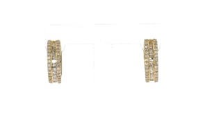 1.00 ct. t.w. Round and Baguette Diamond Hoop Earrings in 18kt Gold Over Sterling