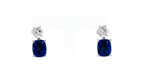 8.50 ct. t.w. Simulated Sapphire and 1.10 ct. t.w. CZ Drop Earrings in Sterling Silver