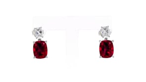 8.50 ct. t.w. Simulated Ruby and 1.10 ct. t.w. CZ Drop Earrings in Sterling Silver