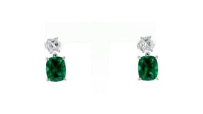 8.50 ct. t.w. Simulated Emerald and 1.10 ct. t.w. CZ Drop Earrings in Sterling Silver